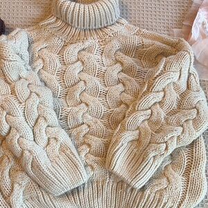 Cozy Cream Cable Knit Turtleneck Sweater